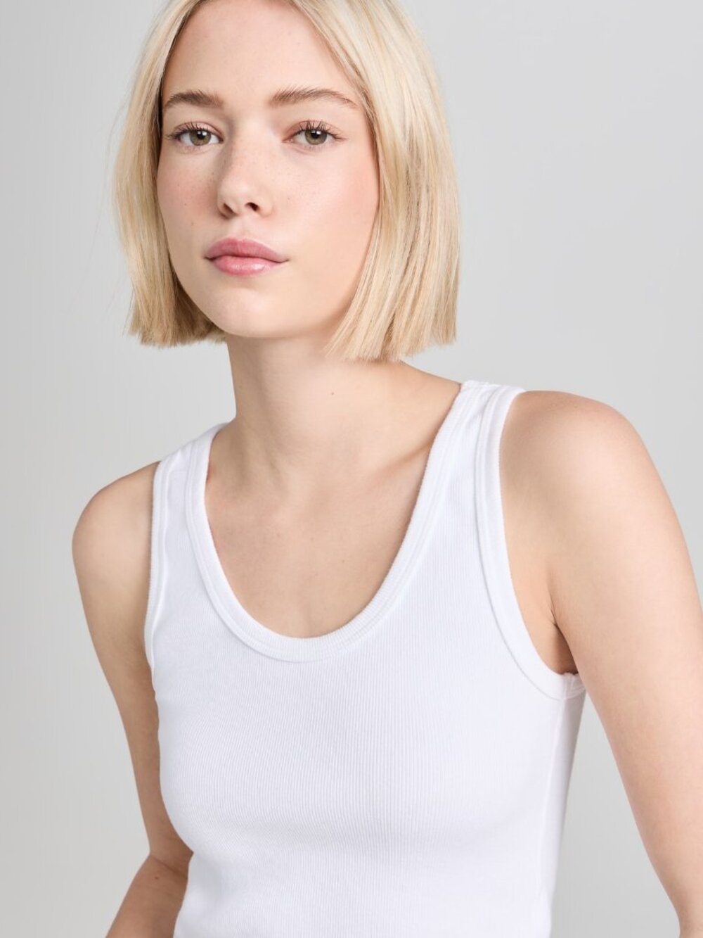 perfectwhitetee Blondie Structured Rib Bra Friendly Tank XS (Black&White Avail)